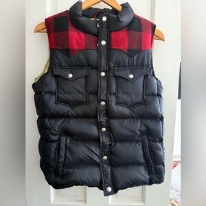 Penfield Red and Black Plaid Puffer Vest